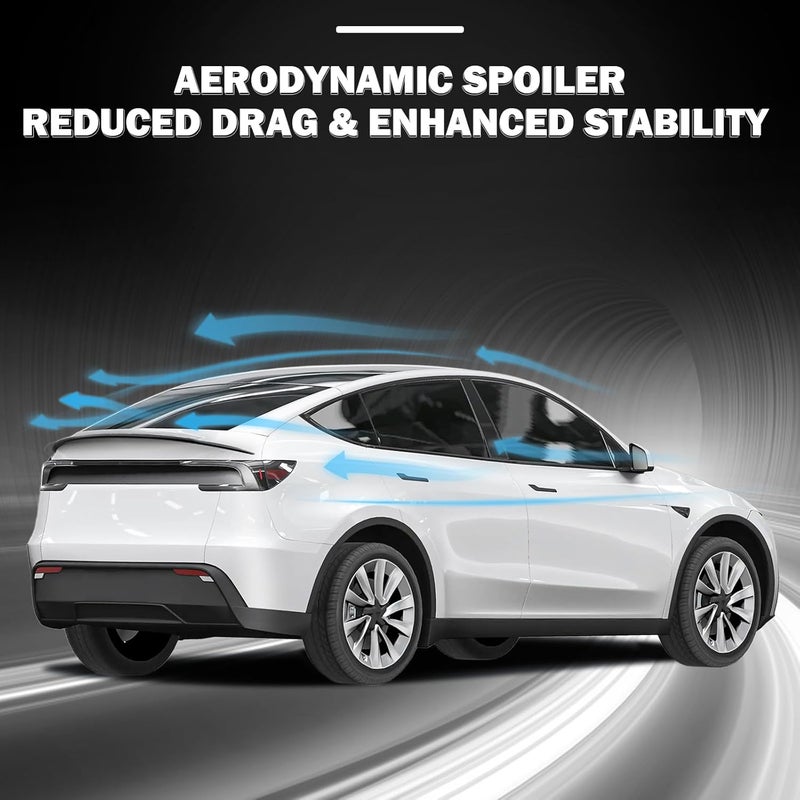 Abystar ABS Spoiler for Tesla Model Y Juniper 2026, Matte Carbon Fiber Look Trunk Wing, Rear Lip Spoiler for Sporty Appearance & Aerodynamic Performance, Easy No-Drill Installation - Image 2
